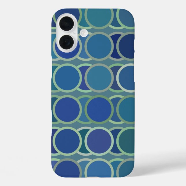 Funda iPhone 16 Plus Patrón circular azul (Reverso )