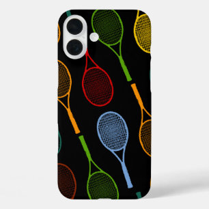 Funda iPhone 16 Plus patrón colorido de raquetas de tenis