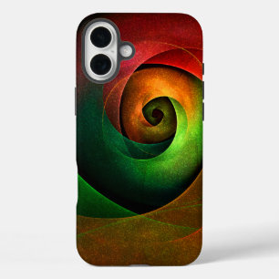 Funda iPhone 16 Plus Patrón de arte abstracto moderno de floración verd