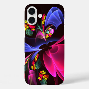 Funda iPhone 16 Plus Patrón de arte de resumen floral colorido moderno 
