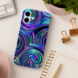 Funda iPhone 16 Plus Patrón de arte espiral rosa morado azul turquesa d