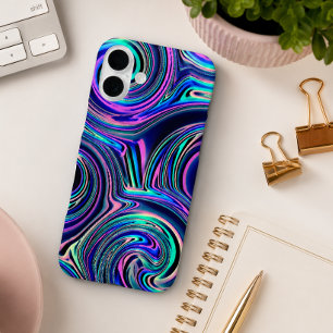 Funda iPhone 16 Plus Patrón de arte espiral rosa morado azul turquesa d
