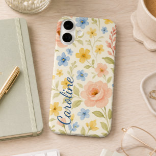 Funda iPhone 16 Plus Patrón de arte floral personalizado divertido y el
