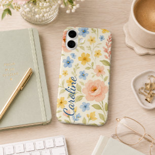 Funda iPhone 16 Plus Patrón de arte floral personalizado y divertido
