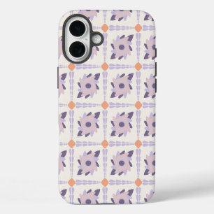 Funda iPhone 16 Plus Patrón de Baldosa Decorativa de Pastel Púrpura