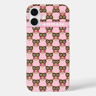 Funda iPhone 16 Plus Patrón de búho rosado lindo Elegir color