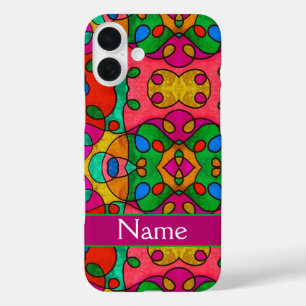 Funda iPhone 16 Plus Patrón de color personalizado con su nombre Funda-