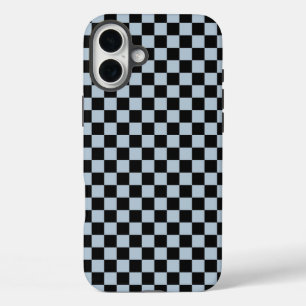 Funda iPhone 16 Plus Patrón de cuadros de hielo negro