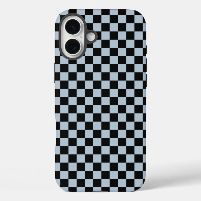 Funda iPhone 16 Plus Patrón de cuadros de hielo negro (Reverso )