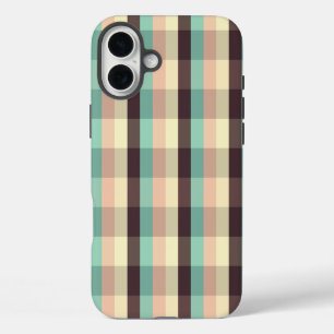 Funda iPhone 16 Plus Patrón de cuadros pastel en rayas horizontales