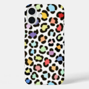Funda iPhone 16 Plus Patrón de efectos de leopardo multicolor de moda