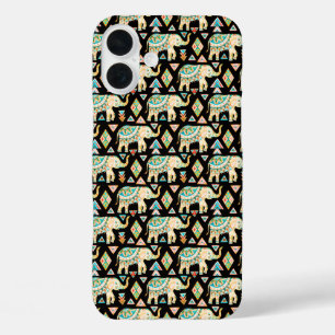 Funda iPhone 16 Plus Patrón de elefantes indios coloridos lindos