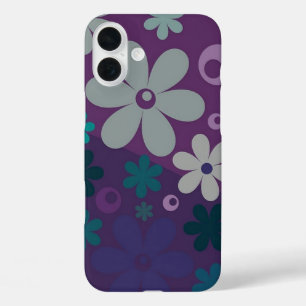 Funda iPhone 16 Plus Patrón de flor púrpura