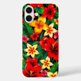 Funda iPhone 16 Plus Patrón de flor tropical