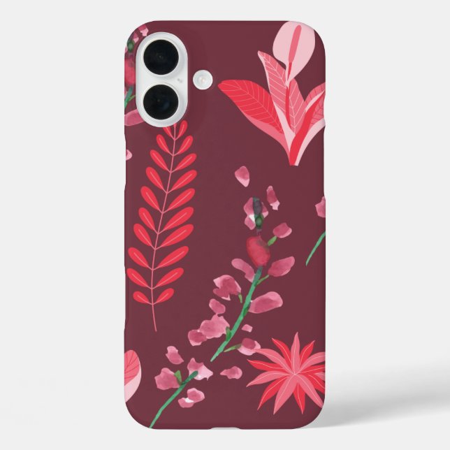 Funda iPhone 16 Plus Patrón de flores (Reverso )