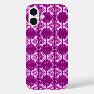 Funda iPhone 16 Plus Patrón de fondo de pantalla Art Deco - morado prof