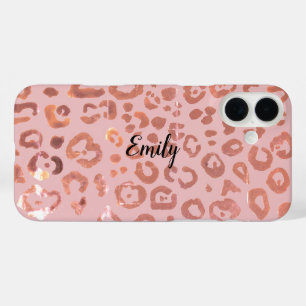 Funda iPhone 16 Plus Patrón de impresión de animales de leopardo rosa