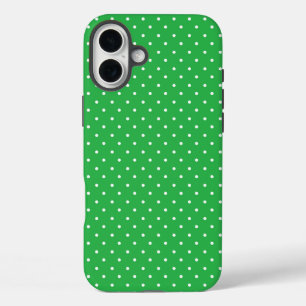 Funda iPhone 16 Plus Patrón de lunares blancos en mostaza amarilla Fund
