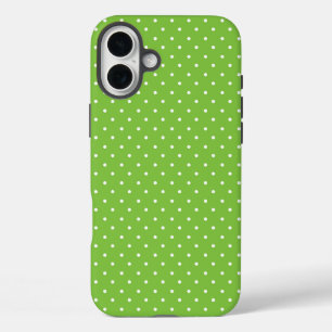 Funda iPhone 16 Plus Patrón de lunares blancos sobre amarillo mostaza A