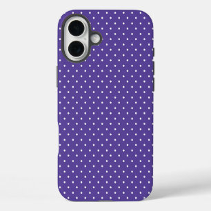 Funda iPhone 16 Plus Patrón de lunares morados medianos sin costuras