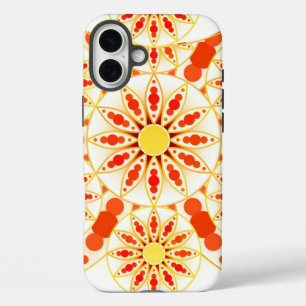 Funda iPhone 16 Plus Patrón de Mandala, rojo ladrillo, óxido, oro