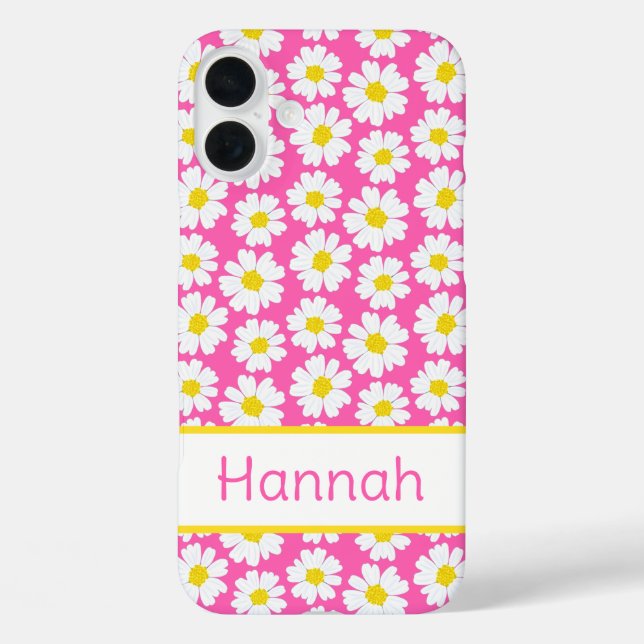 Funda iPhone 16 Plus Patrón de margarita de moda (Reverso )