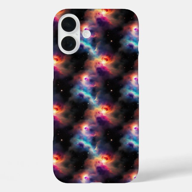 Funda iPhone 16 Plus Patrón de nebulosas galácticas sinfónicas estelare (Reverso )