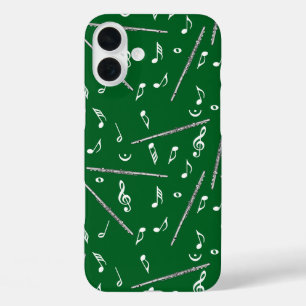 Funda iPhone 16 Plus Patrón de notas de música de flauta