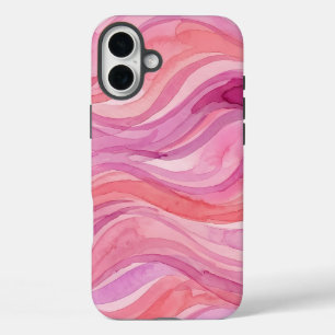 Funda iPhone 16 Plus Patrón de ondas de acuarela rosa