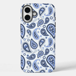 Funda iPhone 16 Plus Patrón de Paisley Azul
