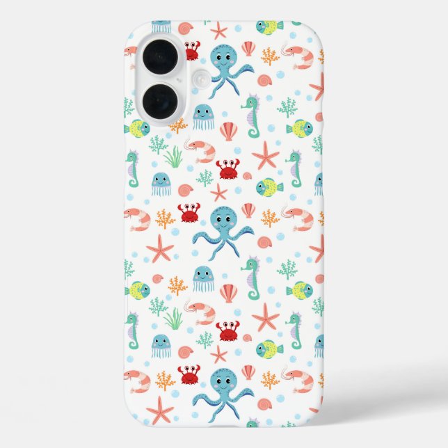 Funda iPhone 16 Plus patrón de Sea World (Reverso )