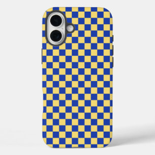 Funda iPhone 16 Plus Patrón de tablero a cuadros amarillo mantequilla y