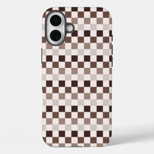 Funda iPhone 16 Plus Patrón de tablero de Café con Leche