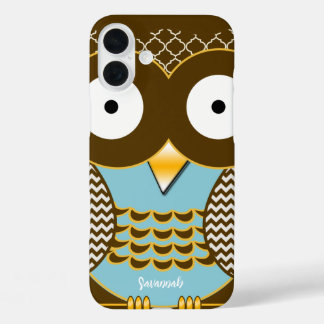 Funda iPhone 16 Plus Patrón de Zig Zag moro de búho lindo Elige tu colo