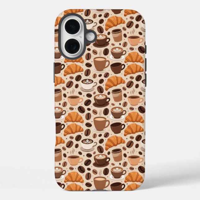 Funda iPhone 16 Plus Patrón Estético de Café Moderno (Reverso )