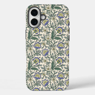 Funda iPhone 16 Plus Patrón floral azul, amarillo y blanco sin costuras