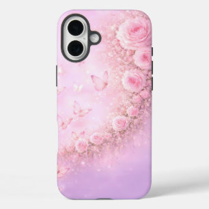 Funda iPhone 16 Plus Patrón floral suave – Rosas rosadas suaves con sua