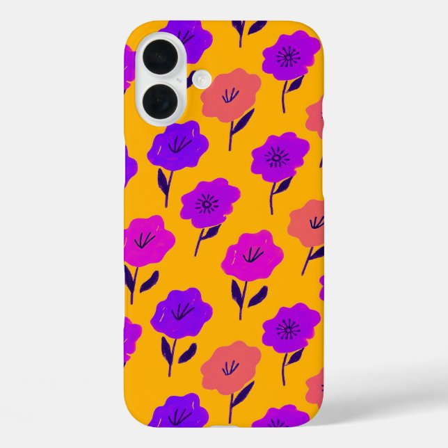 Funda iPhone 16 Plus Patrón floral vibrante (Reverso )