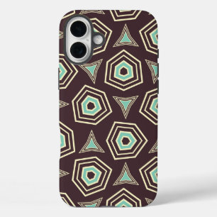 Funda iPhone 16 Plus Patrón geométrico abstracto con pentágonos superpu
