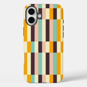 Funda iPhone 16 Plus Patrón geométrico colorido con rayas verticales 