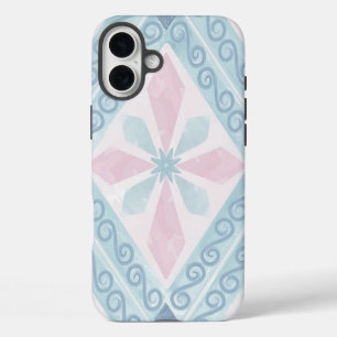 Funda iPhone 16 Plus Patrón geométrico de diamante azul