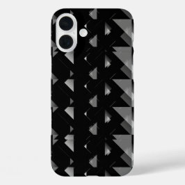 Funda iPhone 16 Plus Patrón geométrico del triángulo gris negro