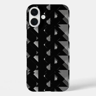 Funda iPhone 16 Plus Patrón geométrico del triángulo gris negro