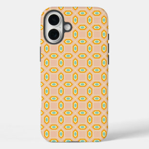 Funda iPhone 16 Plus Patrón geométrico en forma de diamante azul y nara