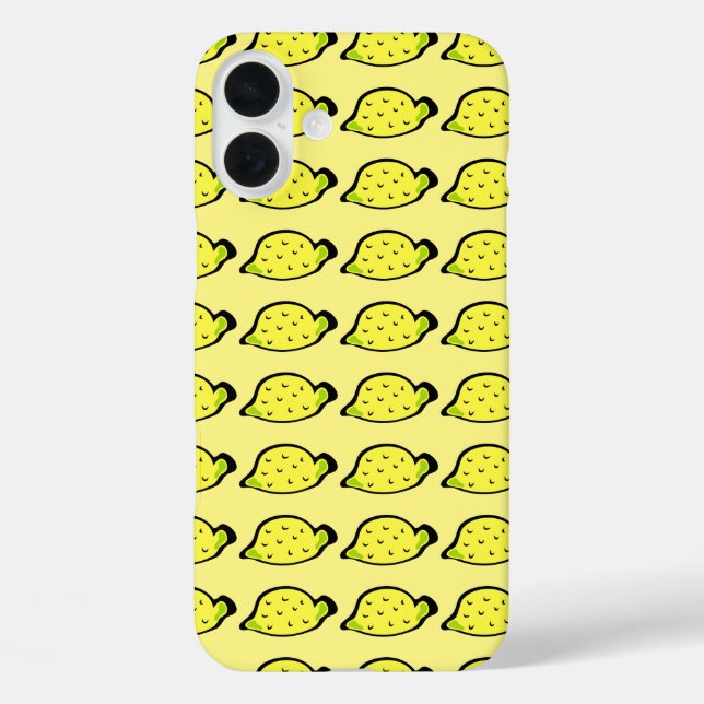 Funda iPhone 16 Plus Patrón Lemons personalizado Amarillo (Reverso )