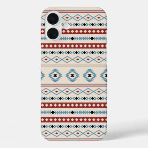 Funda iPhone 16 Plus Patrón Motif Mezclado Azteca Crema Rojo Azul Negro