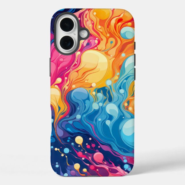 Funda iPhone 16 Plus Patrón ondulado abstracto colorido (Reverso )
