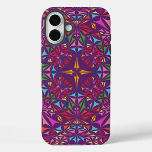 Funda iPhone 16 Plus Patrón ornato de Kaleidoscopio Púrpura