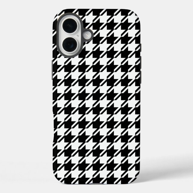 Funda iPhone 16 Plus Patrón Rpt de Houndstoth BW (Reverso )