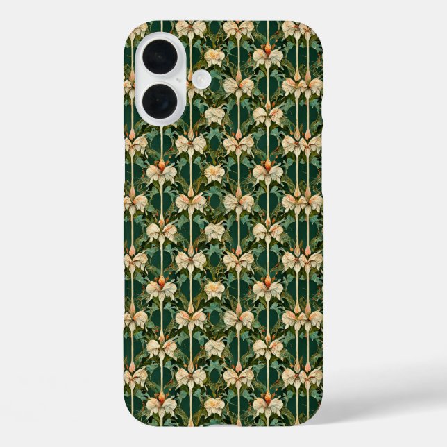 Funda iPhone 16 Plus Patrones botánicos repetitivos (Reverso )